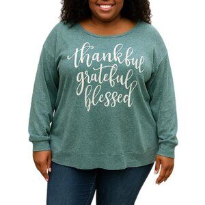 Holiday Time Plus Size 3X Sweatshirt Pullover Thankful Grateful Blessed